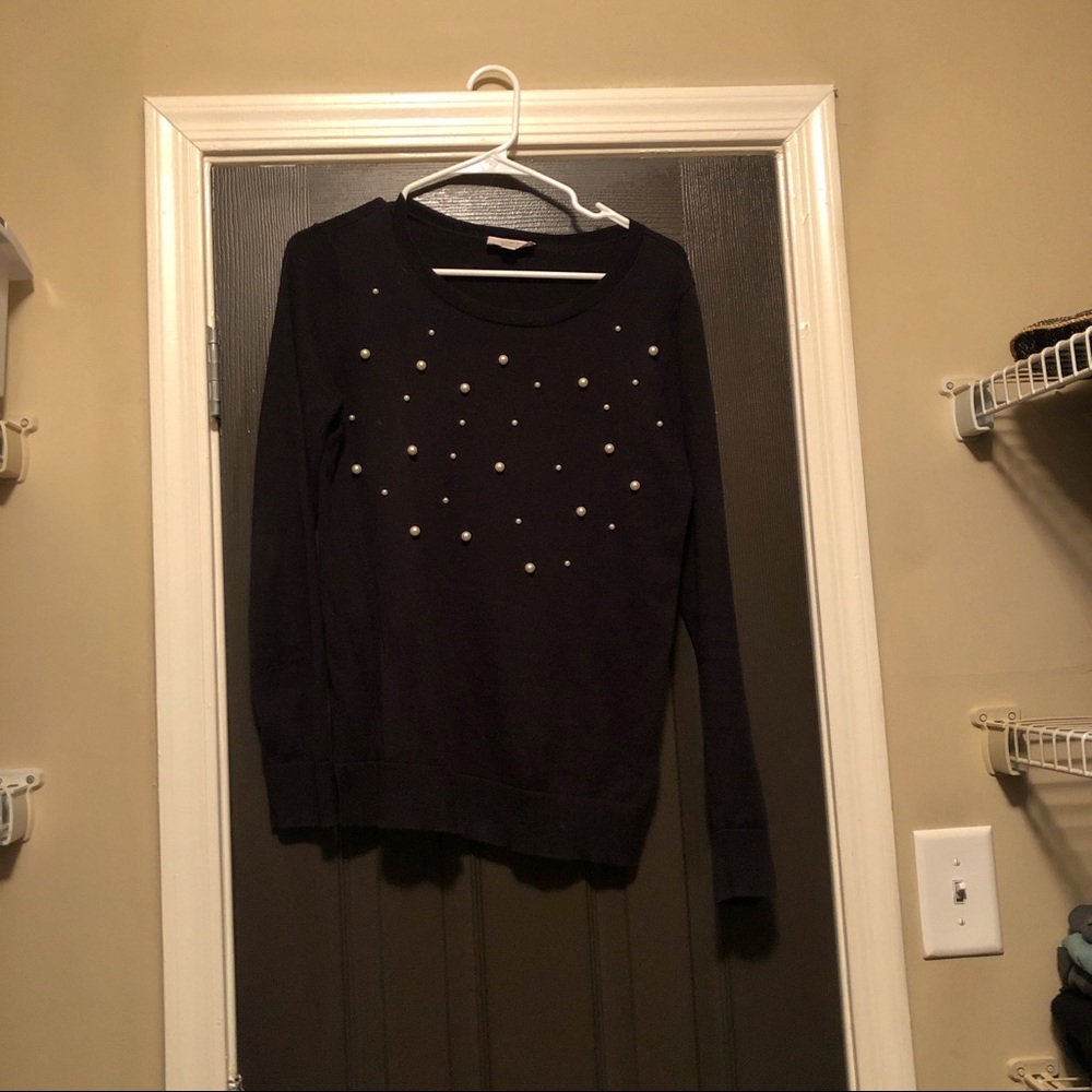LOFT Black and Pearl Sweater